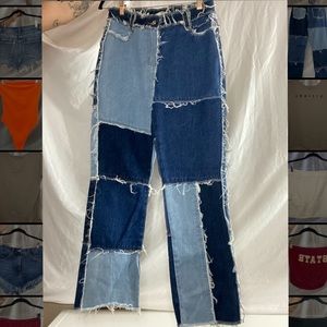 Patchwork denim pants